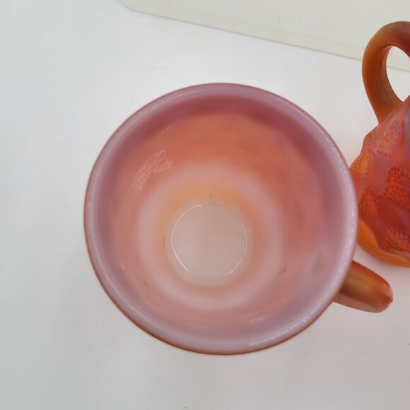 Lot Of 3 Vintage Fire King Mug Set ORANGE/ RED Kimberly Diamond Anchor Hocking - Picture 13 of 15